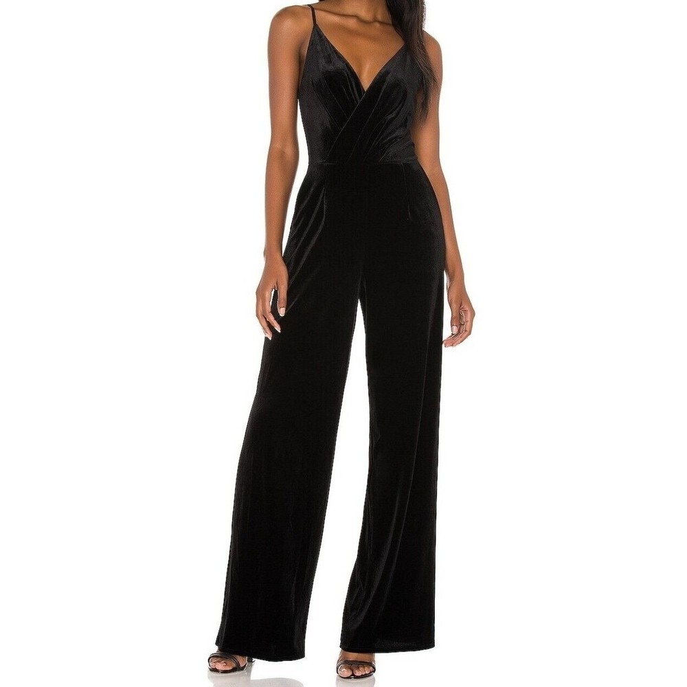 L'AGENCE Strappy Black Velvet Romper Jumpsuit Sz 2 NWT Casual Workwear